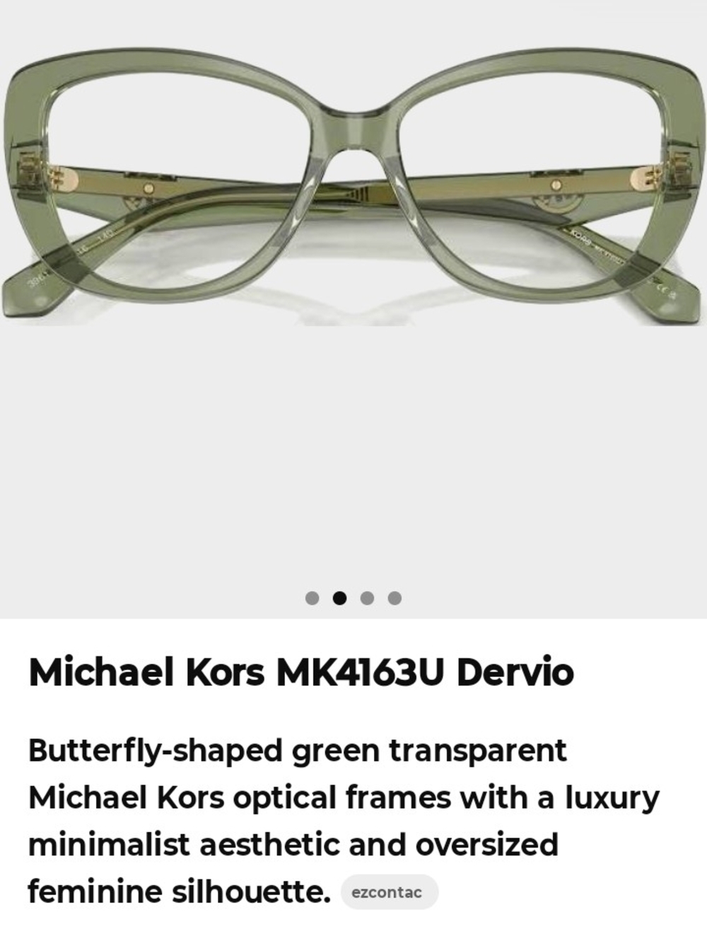 Michael Kors Dervio Women's Translucent Green Acetate MK Logo Frame - Picture 4 of 9